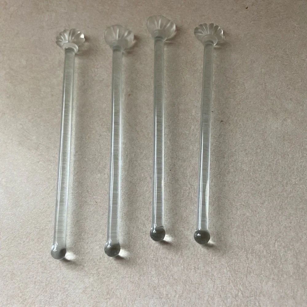 Vintage Glass Stir Sticks Set of 4 ,